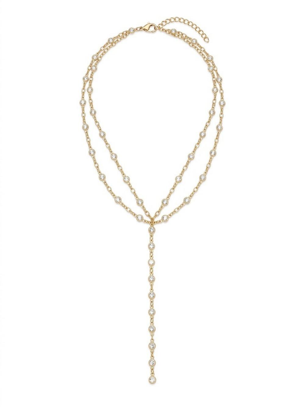Mary Kathryn Designs Dainty Gold Layered Y-Necklace Sparkling Crystal Boho Chic
